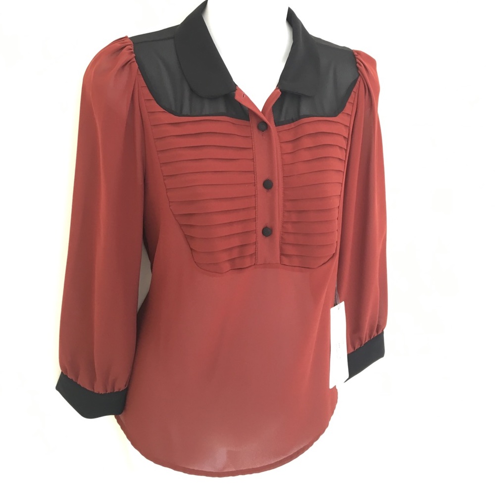 2 for $25 New Italian Rust chiffon blouse